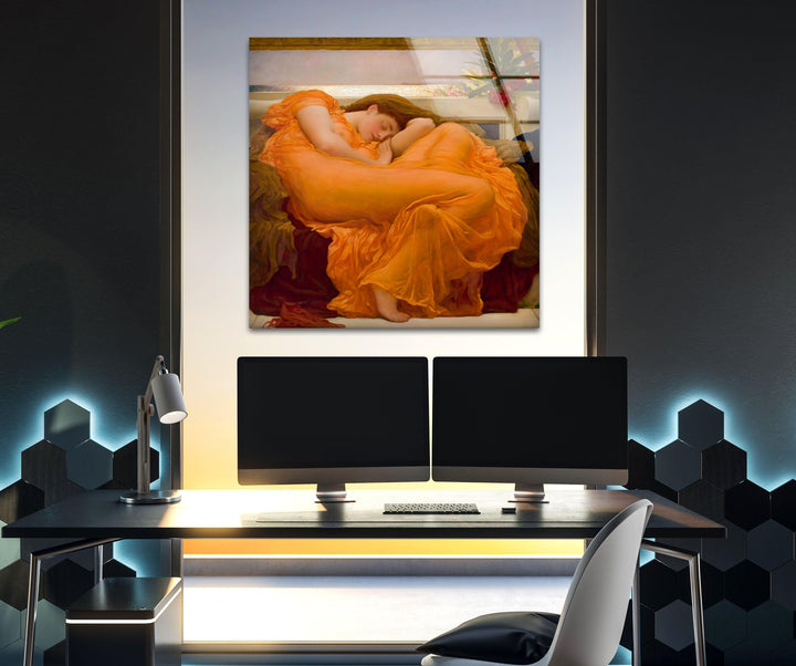 Flaming June Frederic Leighton Glass Wall Art glass art painting, glass art for the Wall
