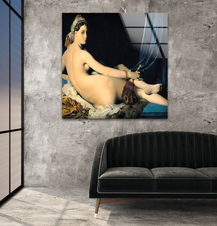 Grande Odalisque Jean Auguste Dominique Ingres Glass Wall Art photo print on glass, prints on glass wall art
