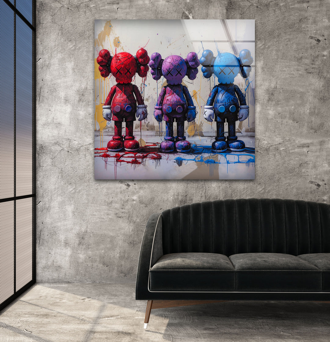 Hypebeast Kaws Glass Wall Art custom glass pictures, glass art prints