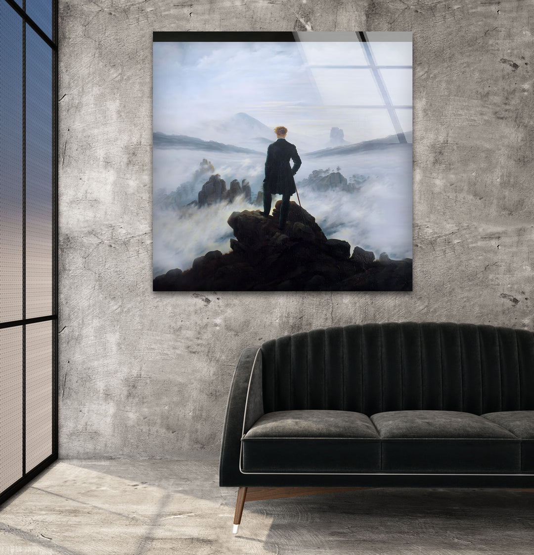 Wanderer above the Sea of Fog Caspar David Friedrich Glass Wall Art picture on glass wall art, photos printed on glass
