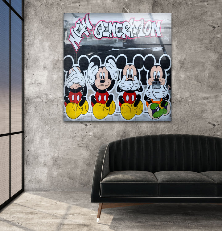 New Generation Mouses Glass Wall Art