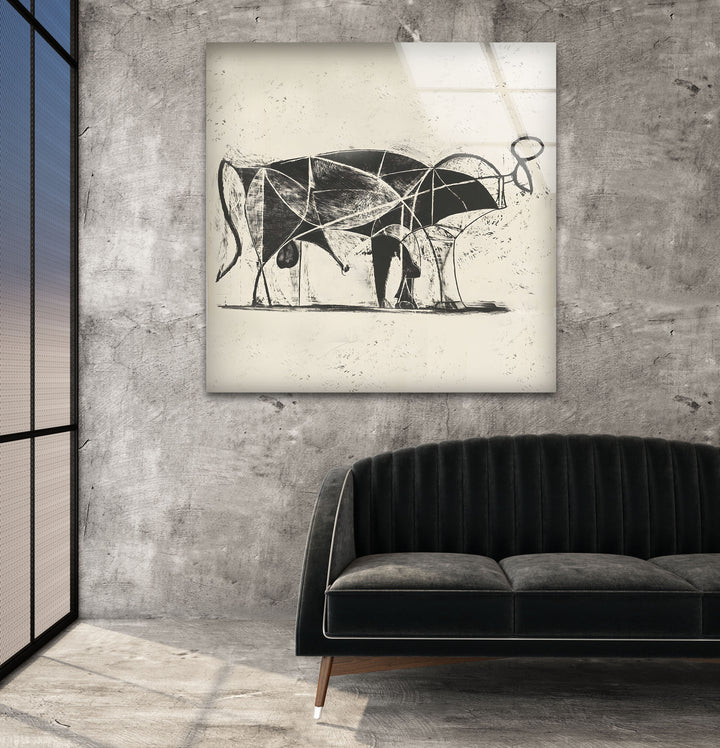 Pablo Picasso - The Bull Glass Wall Art