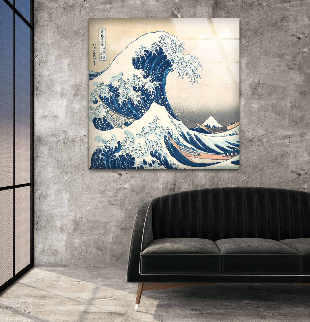 The Great Wave off Kanagawa Hokusai Glass Wall Art print on glass, glass printed photos
