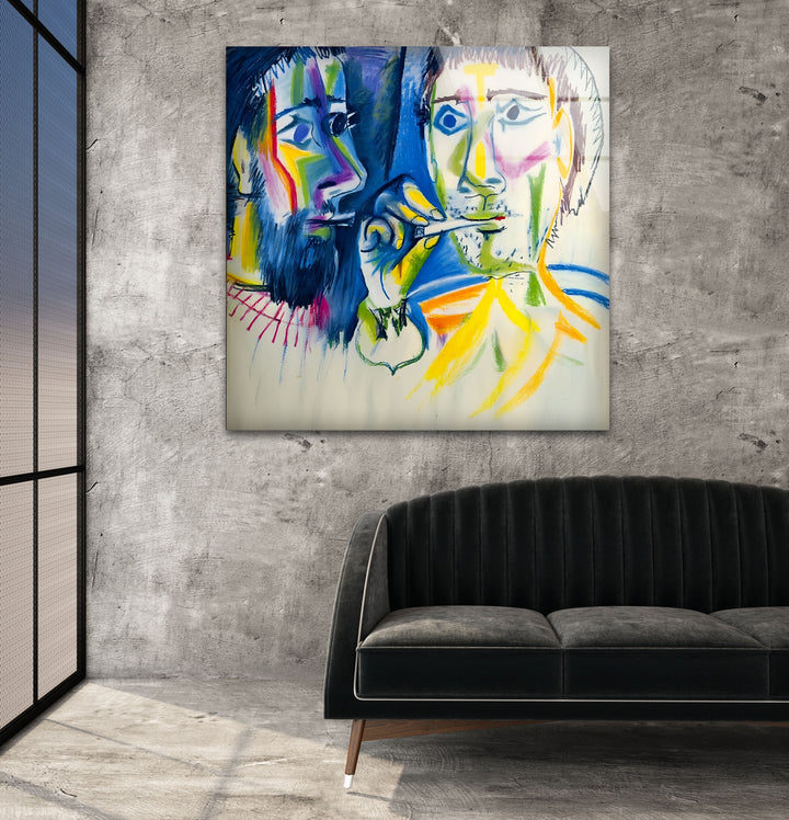 Pablo Picasso - Two Smokers Glass Wall Art