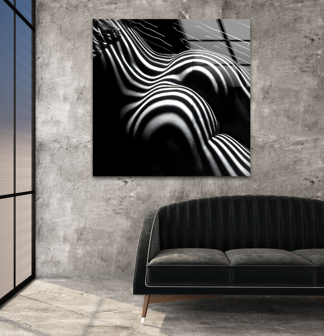 Erotic Black & White Woman Glass Wall Art