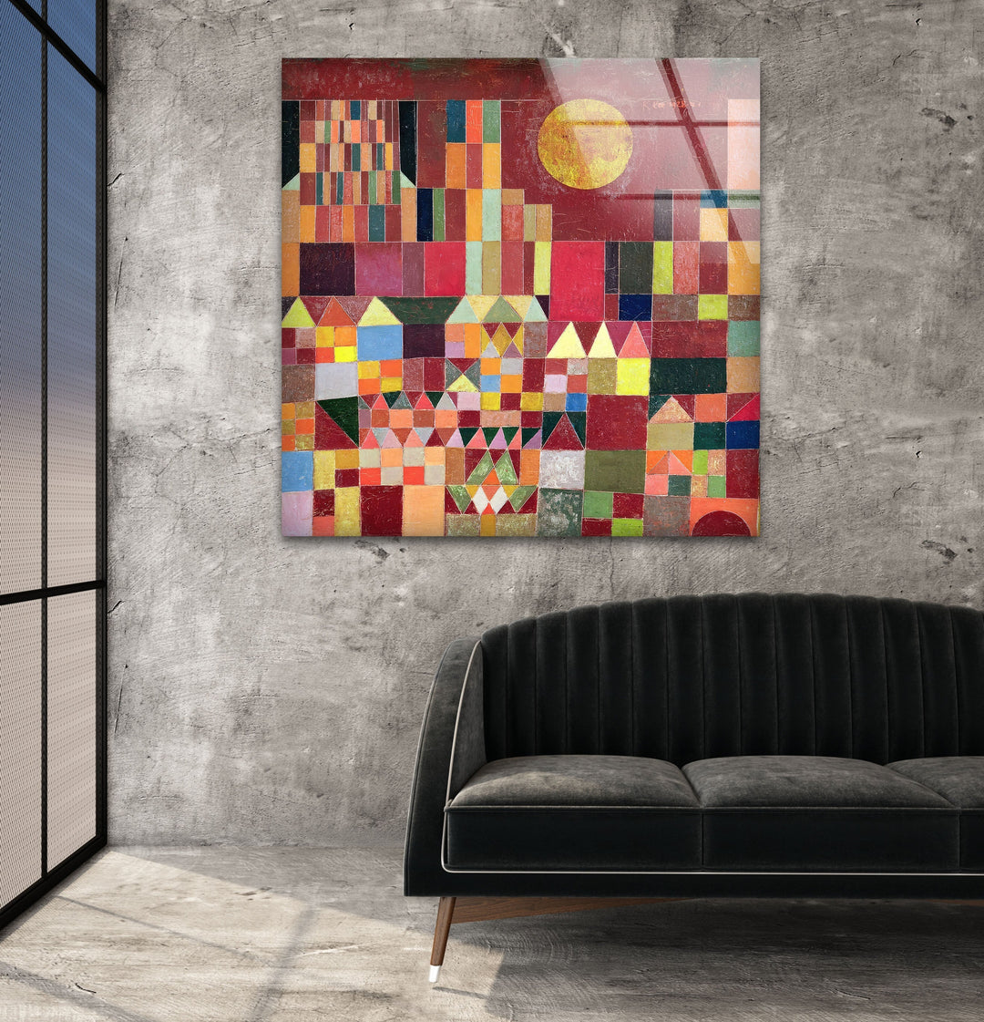 Castle and Sun by Paul Klee Glass Wall Art stained glass wall art, stained glass wall decor
