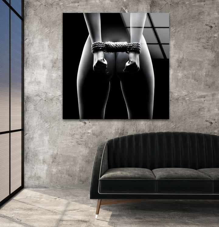 Glass wall art featuring sensual erotic nude art for bold decor
