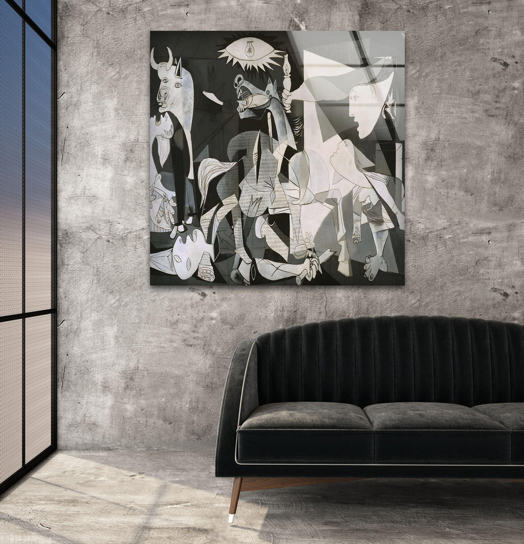 Guernica Pablo Picasso Glass Wall Art picture on glass wall art, photos printed on glass
