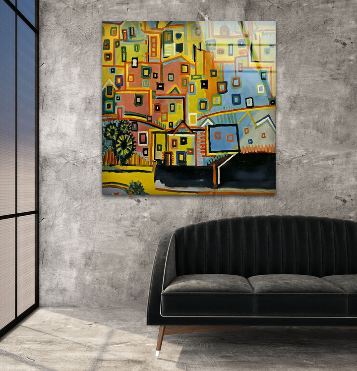 Houses by Pablo Picasso Glass Wall Art