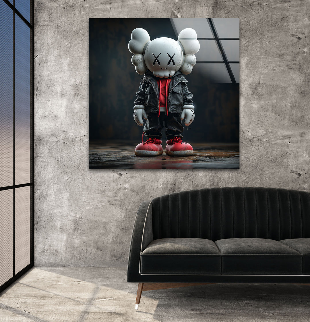 Kaws Black Glass Wall Art