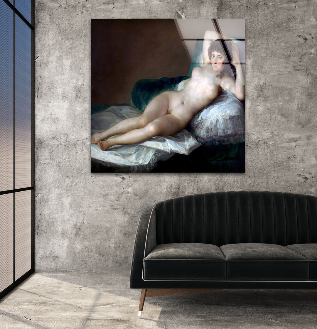 The Naked Maja or The Nude Maja Francisco Goya Glass Wall Art glass photo prints, glass picture prints
