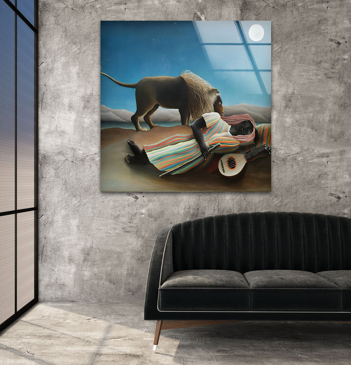 The Sleeping Gypsy Henri Rousseau Glass Wall Art glass wall decor, glass wall art decor
