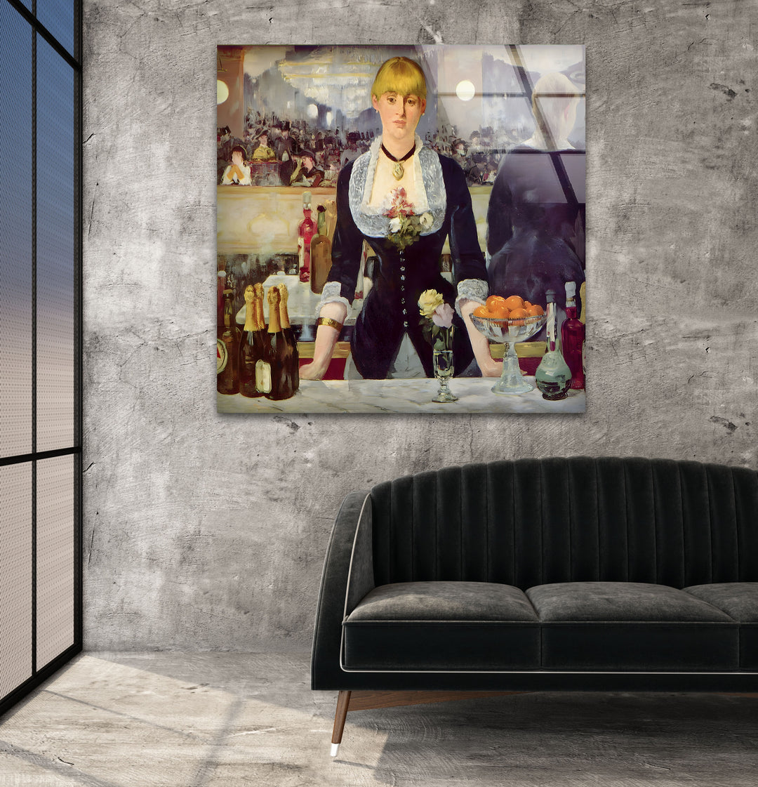 A Bar at the Folies-Bergère  Édouard Manet art glass wall art, glass wall art pictures
