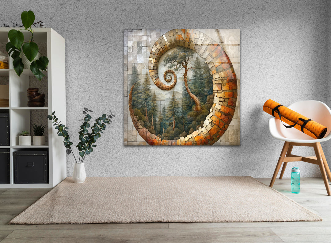 Mosaic Shell & Nature View Glass Wall Art