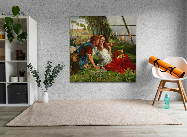 The Hireling Shepherd William Holman Hunt Glass Wall Art glass art painting, glass art for the Wall
