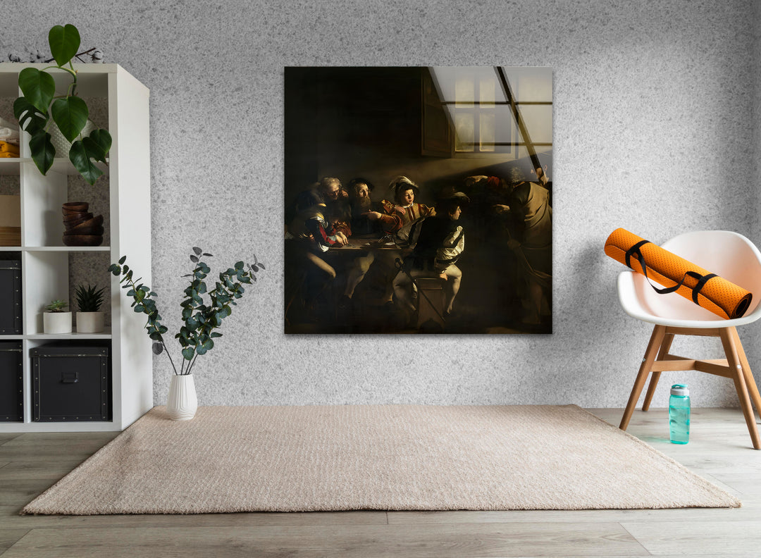 The Calling of Saint Matthew Caravaggio Glass Wall Art Glass Printing Wall Art, Print photos on glass
