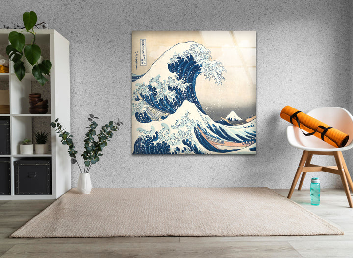 The Great Wave off Kanagawa Hokusai Glass Wall Art print picture on glass, Tempered Glass Wall Art
