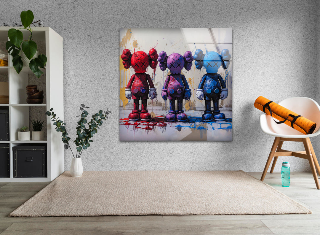 Hypebeast Kaws Glass Wall Art photo print on glass, prints on glass wall art