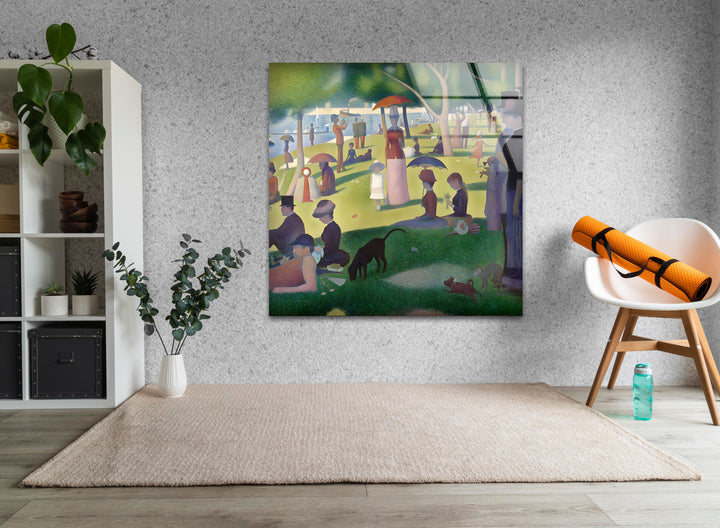 A Sunday Afternoon on Grande Jatte Island Georges Seurat glass art painting, glass art for the Wall
