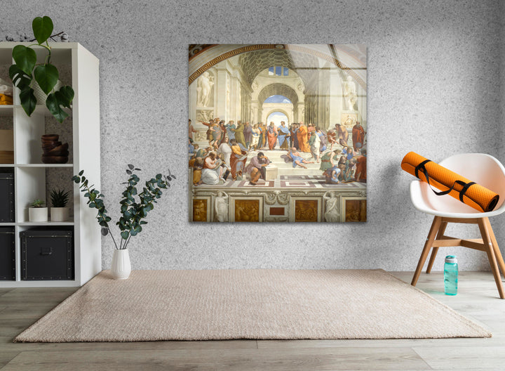 The School of Athens Raffaello Sanzio Glass Wall Art glass wall decor, glass wall art decor
