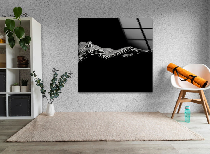 Sophisticated erotic nude art for contemporary glass wall decor
