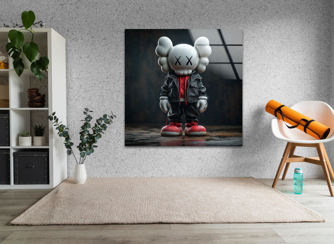 Kaws Black Glass Wall Art