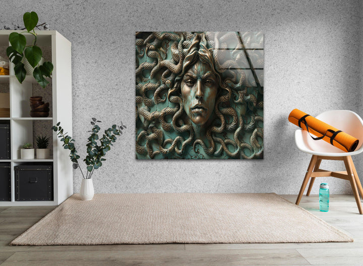 Medusa with Snakes Glass Wall Art