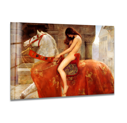 Lady Godiva John Collier Glass Wall Art glass art painting, glass art for the Wall
