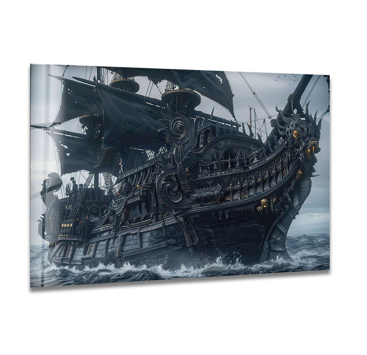 Big Pirate Ship Glass Wall Art print picture on glass, Tempered Glass Wall Art
