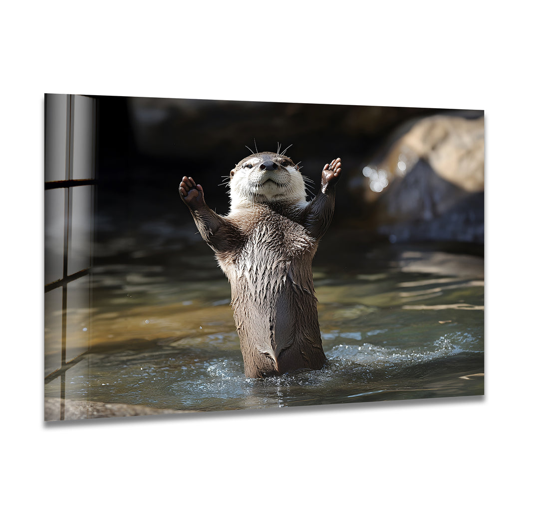 Wet Otter Glass Wall Art glass image printing, glass prints from photos
