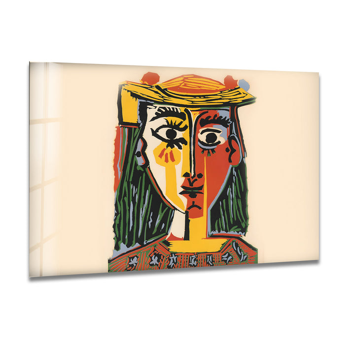 Woman With a Hat by Picasso Glass Wall Art