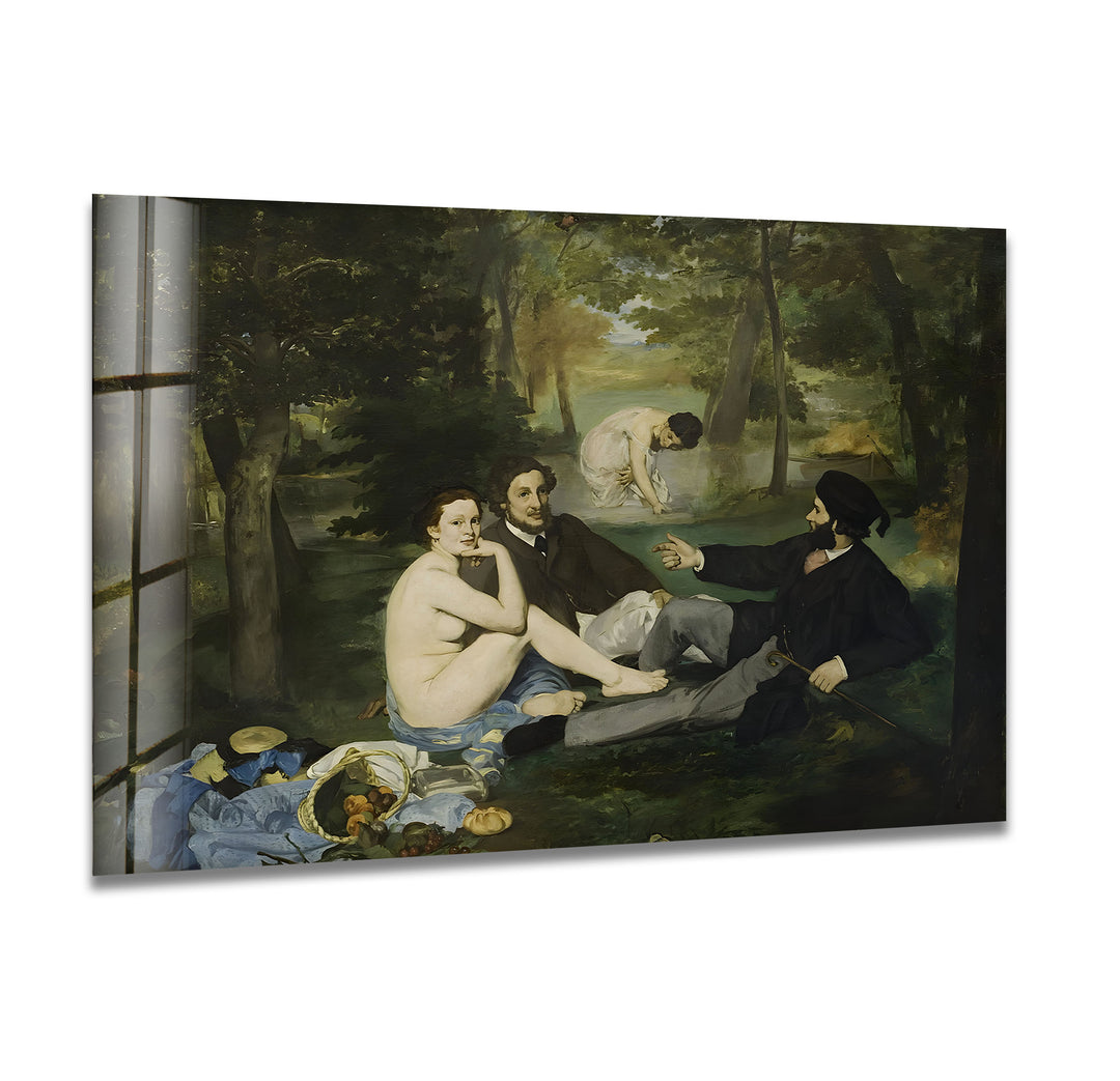 Le Déjeuner sur l'herbe Édouard Manet Glass Wall Art photo print on glass, prints on glass wall art
