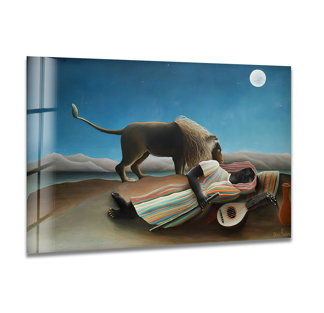 The Sleeping Gypsy Henri Rousseau Glass Wall Art glass pictures for Wall, glass prints wall art
