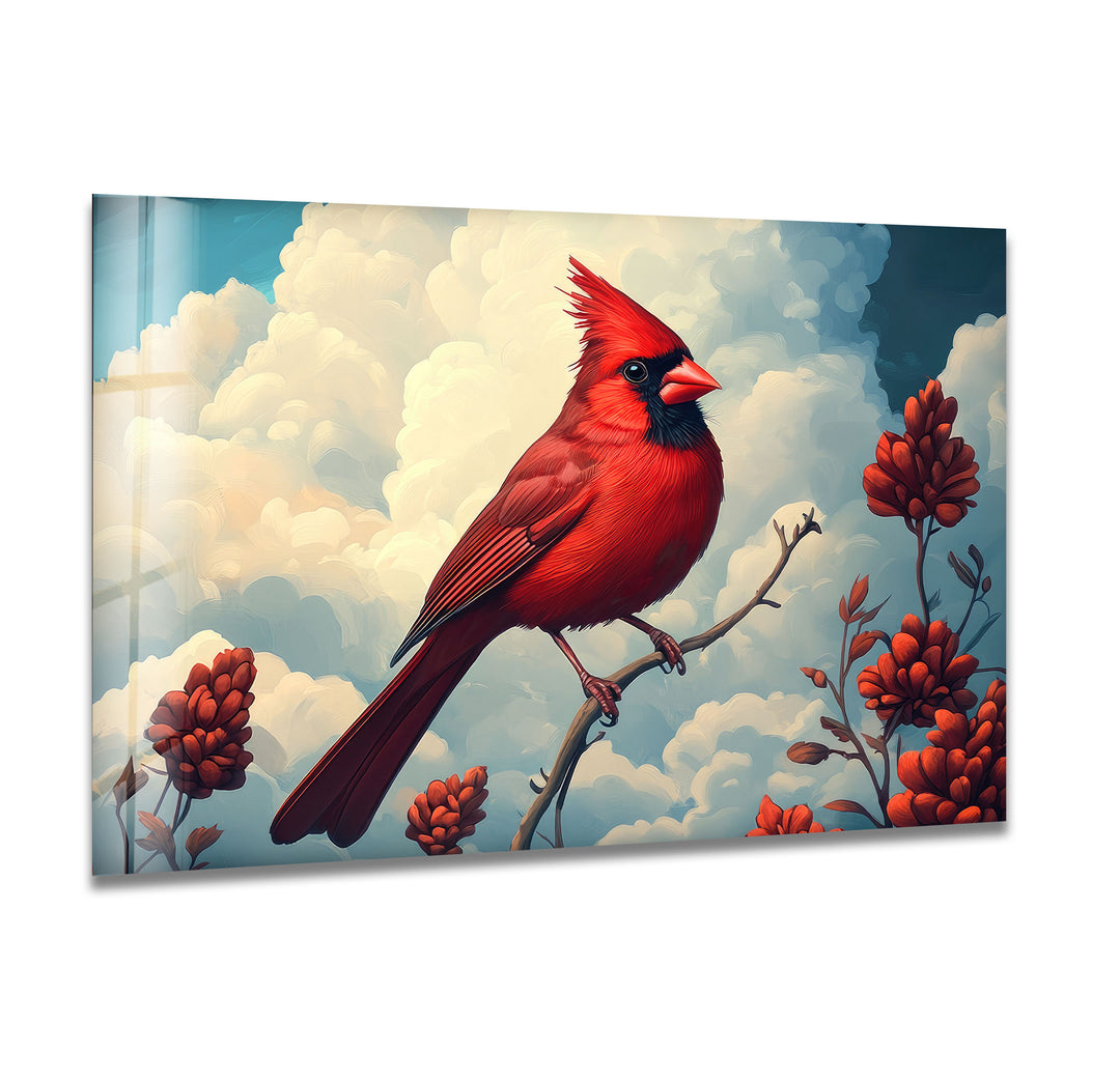 Red Beauty Goldfinch Glass Wall Art Glass Printing Wall Art, Print photos on glass
