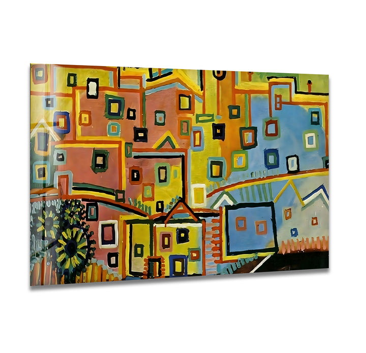 Houses by Pablo Picasso Glass Wall Art