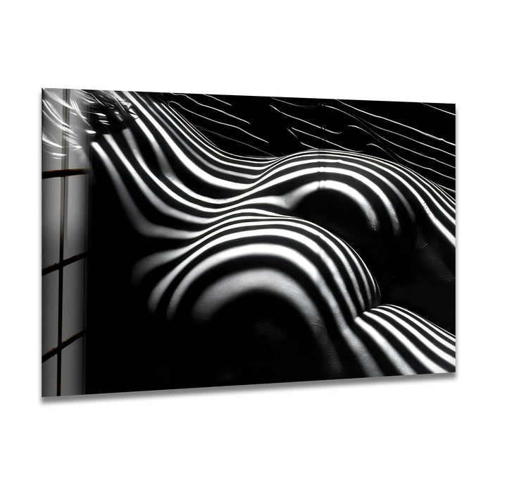 Erotic Black & White Woman Glass Wall Art