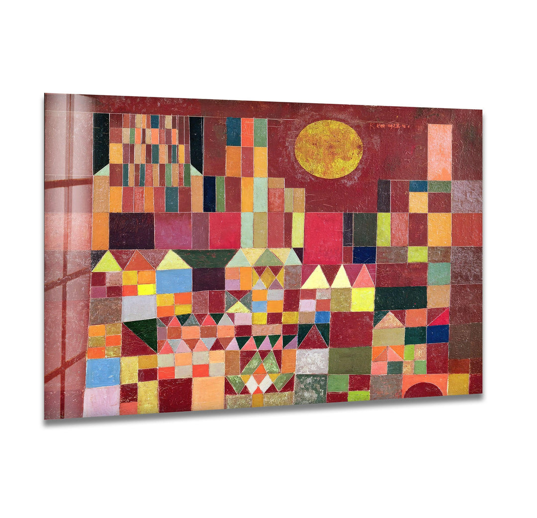 Castle and Sun by Paul Klee Glass Wall Art print picture on glass, Tempered Glass Wall Art
