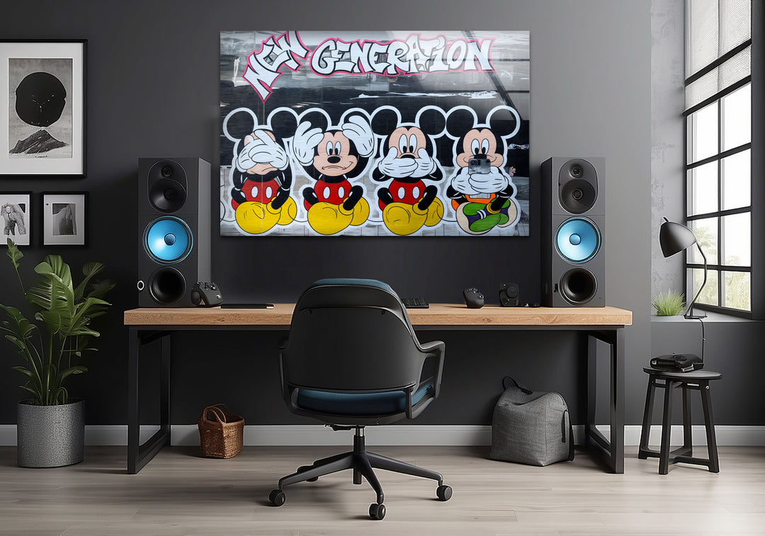 New Generation Mouses Glass Wall Art