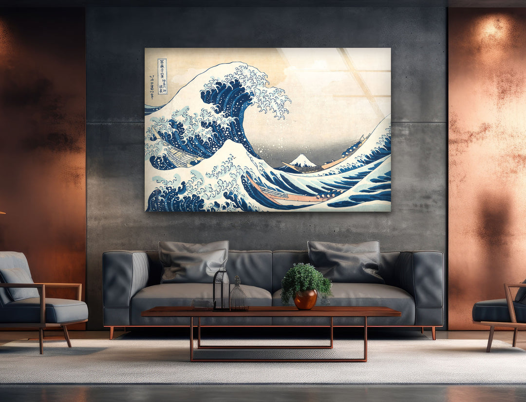 The Great Wave off Kanagawa Hokusai Glass Wall Art custom glass pictures, glass art prints
