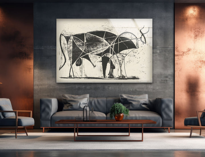 Pablo Picasso - The Bull Glass Wall Art