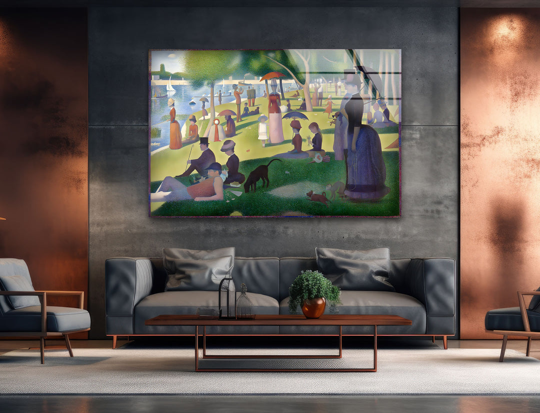 A Sunday Afternoon on Grande Jatte Island Georges Seurat glass photo prints, glass picture prints
