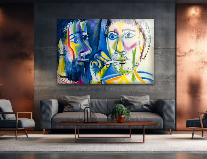 Pablo Picasso - Two Smokers Glass Wall Art