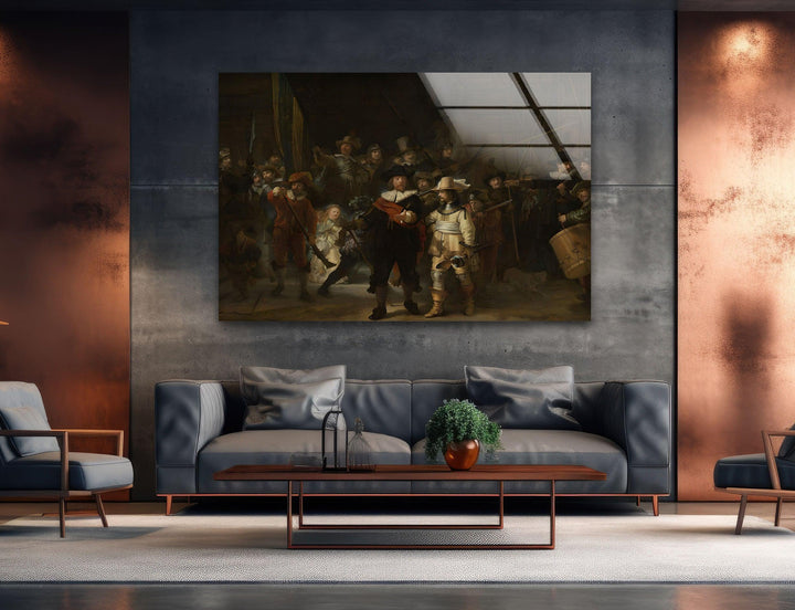 The Night Watch Rembrandt Glass Wall Art print picture on glass, Tempered Glass Wall Art
