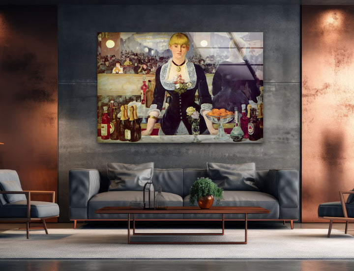 A Bar at the Folies-Bergère  Édouard Manet print on glass, glass printed photos
