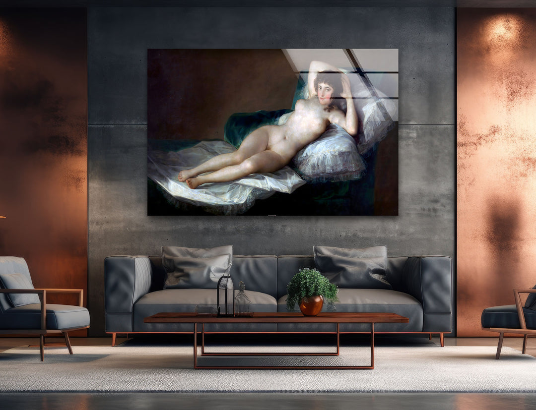 The Naked Maja or The Nude Maja Francisco Goya Glass Wall Art photo print on glass, prints on glass wall art
