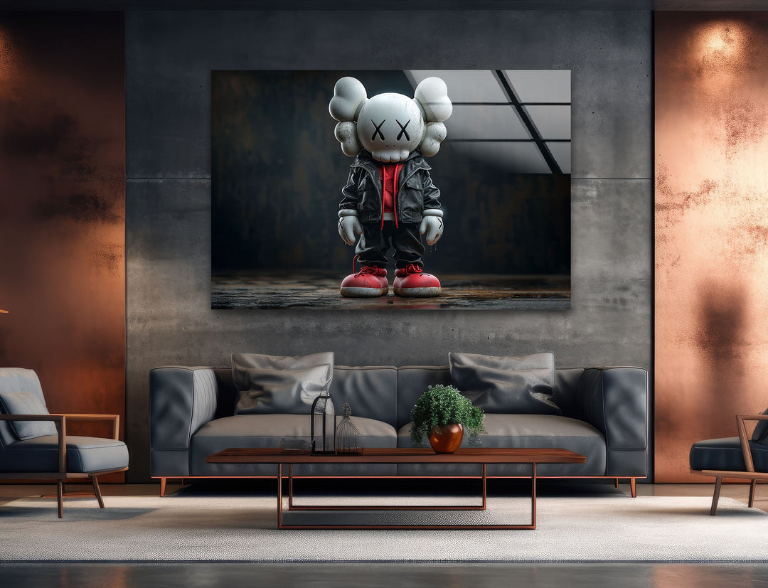 Kaws Black Glass Wall Art