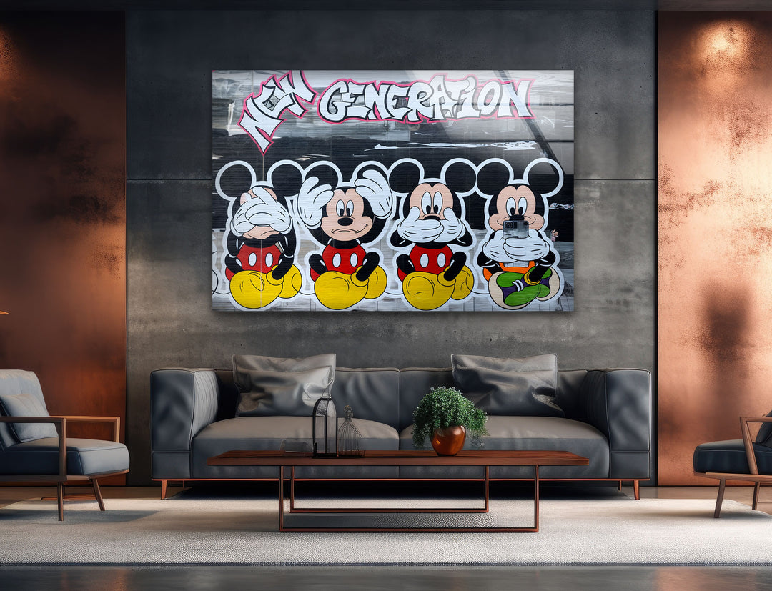 New Generation Mouses Glass Wall Art