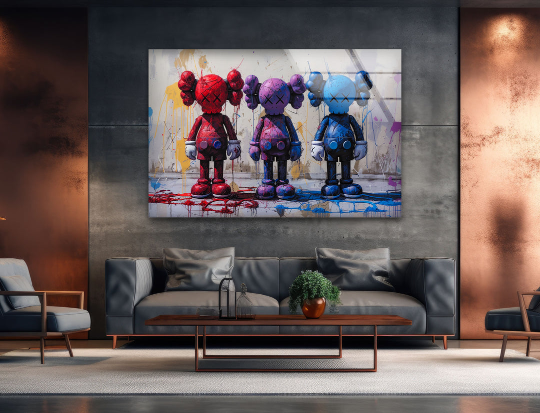 Hypebeast Kaws Glass Wall Art glass art painting, glass art for the Wall