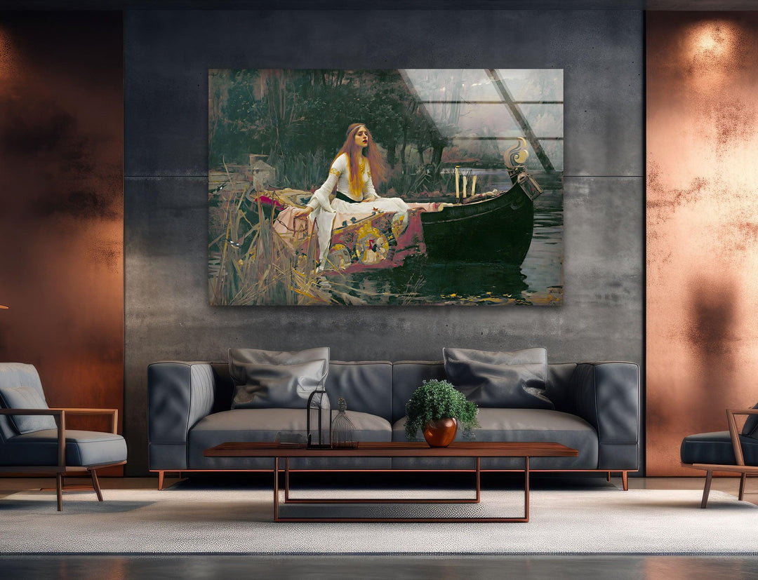 Shalott Leydisi John William Waterhouse Glass Wall Art custom glass pictures, glass art prints
