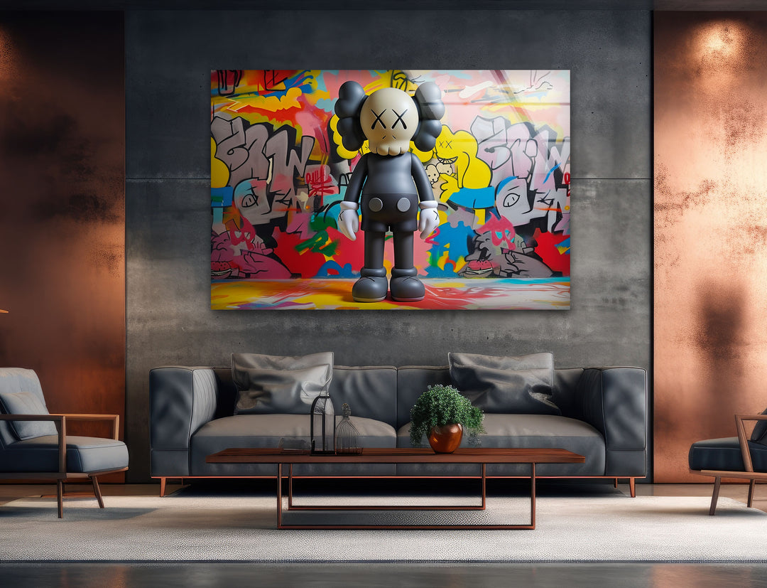 Kaws With Graffiti Glass Wall Art stained glass wall art, stained glass wall decor